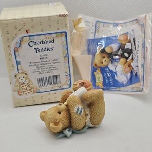 New Cherished Teddies Figurine BILLY baby boy bear bottle cuddle nursery shower